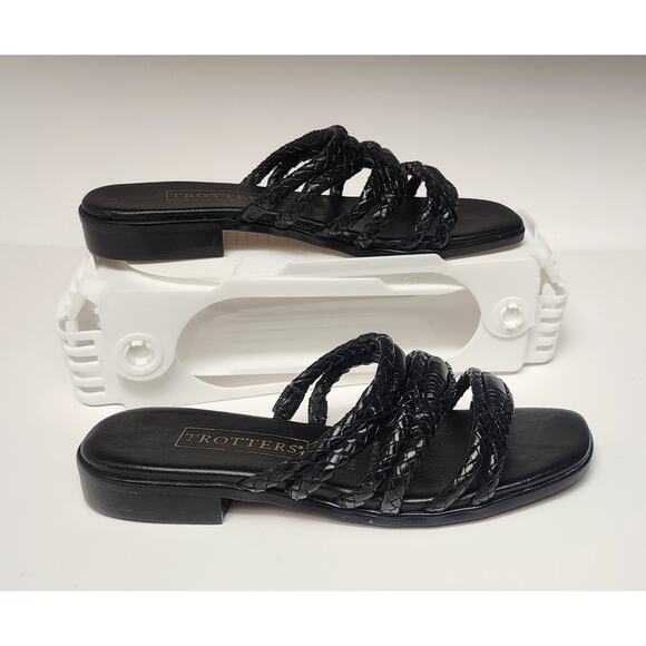 Trotters Jewel Vintage Black Leather Slide Flat Sandal Shoes Size 6.5M - Picture 2 of 10